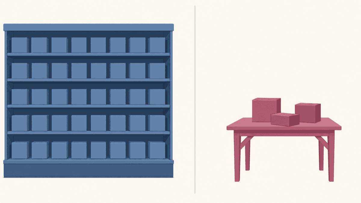 大手の販売サイトと個人が直接販売する売り場の違いを表したイラスト